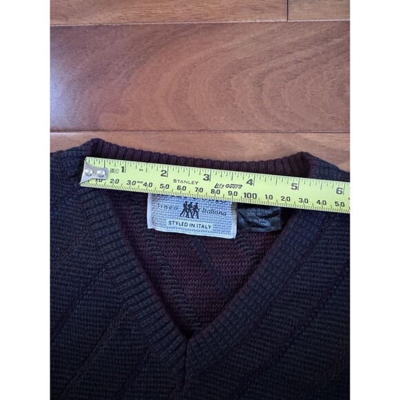 Vtg Idea Uomo Wool Blend Sweater Striped M Made In Italy Brown Preppy Professor - Picture 8 of 11